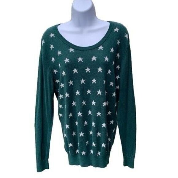 Cooperative Women's Green Stars Sweater Size L - Picture 3 of 4